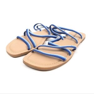 Lucky Brand Women's Blue Strappy Bizell Flat Sandals Size 9.5